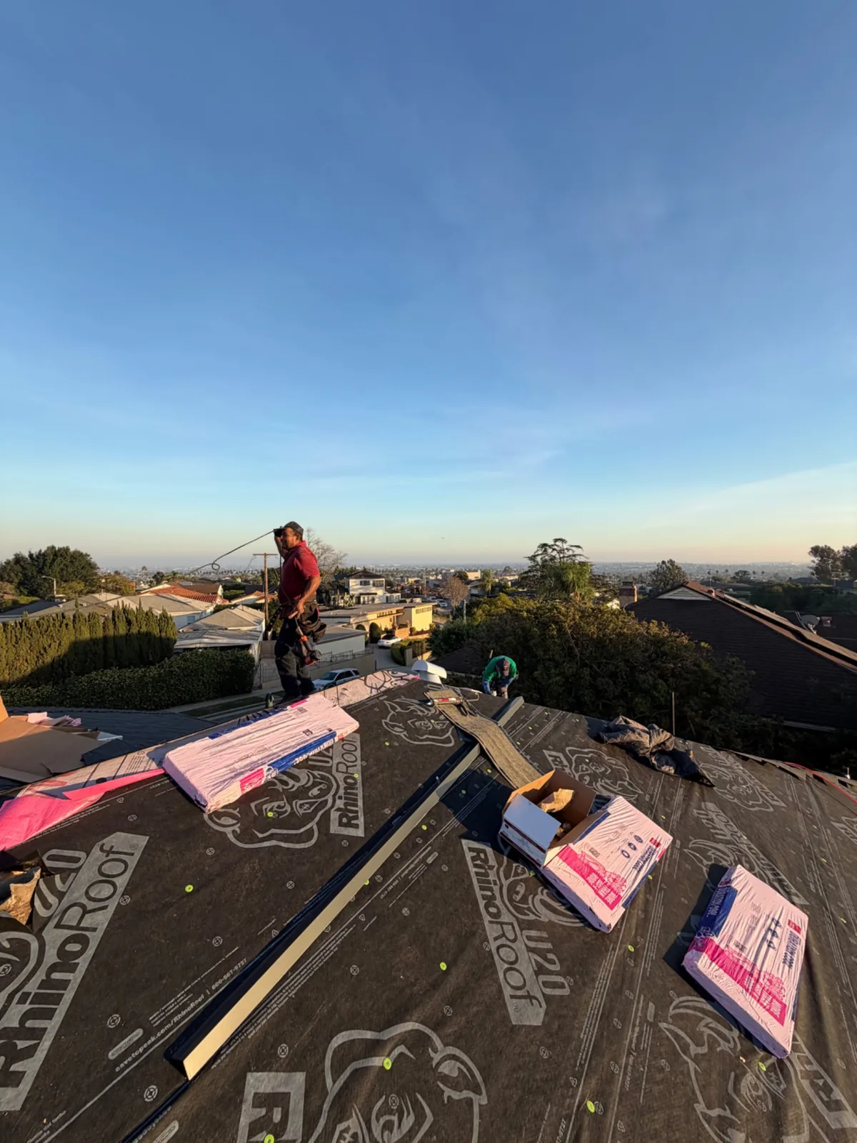Roofing installation in progress