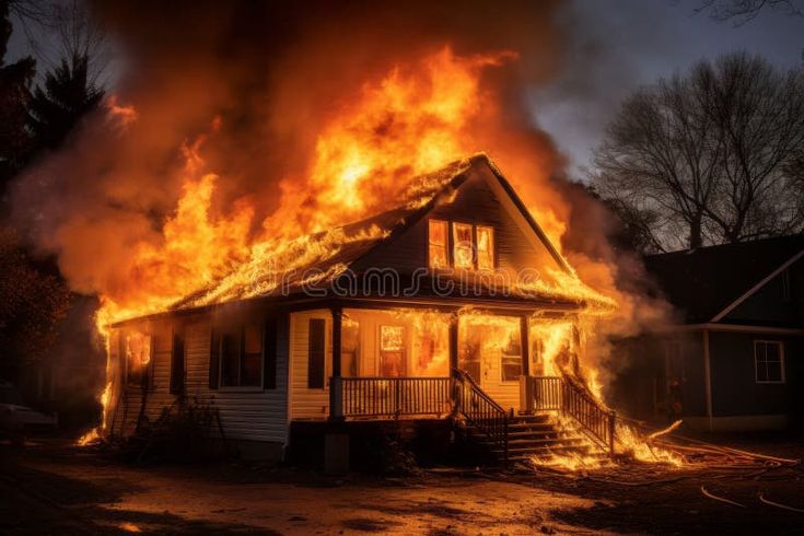 Fire in private house royalty free stock image